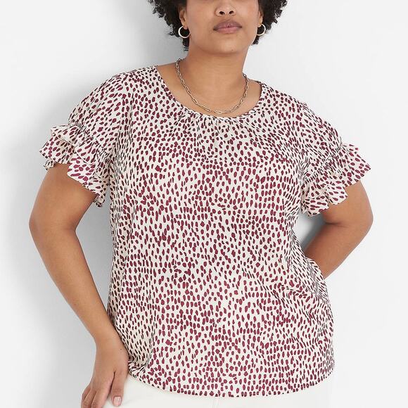 Lane Bryant Flutter-Sleeve Crew-Neck Top Size 16 Color Sun Splash‎ - NWT - Picture 1 of 8